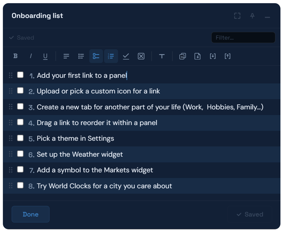 The Note Editor, showing block-based text content.